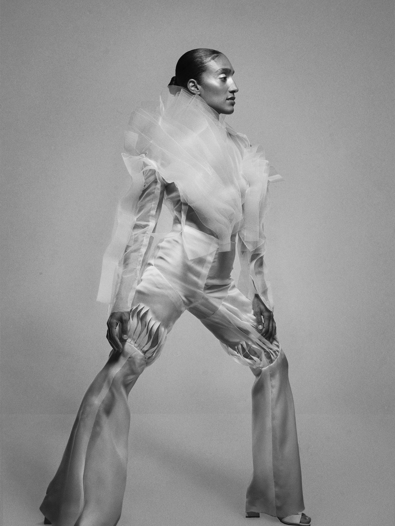 Black and white fashion editorial by Katrina Dobbermane